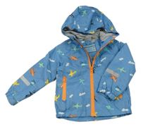 Modrá šusťáková jarní bunda s letadly a kapucí Impidimpi