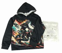 Nové - Černá mikina s motorkářem a kapucí