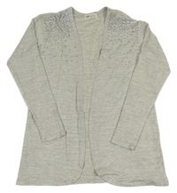 Světlešedý melírovaný úpletový cardigan s kamínky H&M