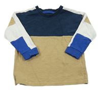 Pískovo-tmavomodro-bílé mikinotriko Next