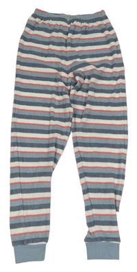 Modro-bílo-červené pruhované froté pyžamové kalhoty Hip&Hopps