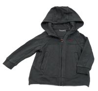 Antracitová propínací mikina s žebrováním a kapucí Nutmeg