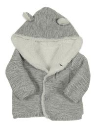 Šedý melírovaný zateplený propínací svetr s kapucí Matalan