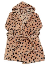 Starorůžový chlupatý župan se srdíčky a kapucí George