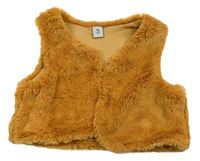 Hnědá kožešinová podšitá vesta Tu