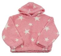 Růžová chlupatá mikina s hvězdami a kapucí Destination
