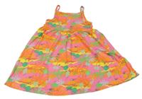 Neonově růžovo-barevné bavlněné šaty s listy Primark