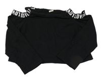 Černé crop triko s nápisy Shein