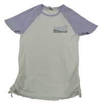 Bílo-lila tričko s nápisem H&M