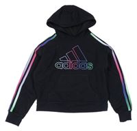 Černá mikina s logem a kapucí Adidas