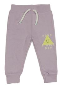 Lila tepláky s trojúhelníkem a nápisem Primark