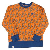Oranžovo-modré květované triko s modrým lemem 