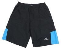 Černo-modré sportovní kraťasy s nápisem 