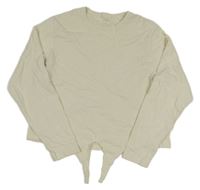 Smetanové crop triko s uzlem Name it