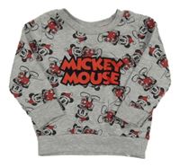 Šedá vzorovaná mikina s Mickeym a nápisem Primark