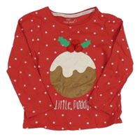 Červené pyžamové triko s hvězdičkami a vánočním obrázkem F&F