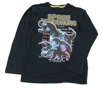 Černé triko s dinem a nápisem Bluezoo