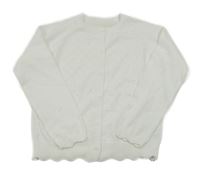 Bílý lehký perforovaný propínací svetr 