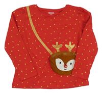 Červené puntíkaté triko s kapsou - sob M&Co.