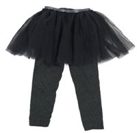 Tmavošedé legíny s našitou tylovou sukní Next