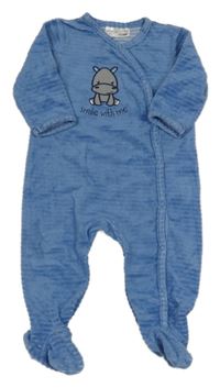 Modrý sametový žebrovaný overal s hrochem Ergee