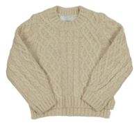 Smetanovo-zlatý třpytivý vzorovaný svetr 