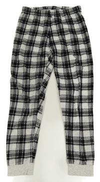 Černo-šedé kostkované sametové pyžamové kalhoty Lily & Dan