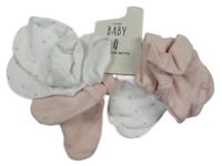 Nové - 4x rukavice - 2x bílé puntíkaté + 2x světlerůžové George