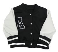 Černo-bílá sportovní propínací mikina s písmenem 