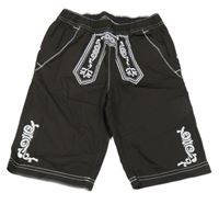 Hnědé plátěné kraťasy s bílým vzorem kids