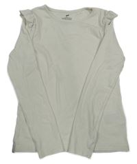 Smetanové žebrované triko s volánky H&M