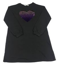 Tmavošedé teplákové šaty se srdcem z flitrů H&M
