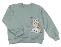 Šedá mikina s kočičkami Shein