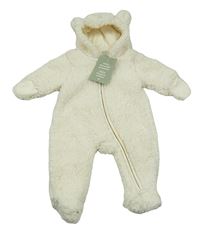 Nové - smetanová huňatá podšitá kombinéza s kapucí H&M