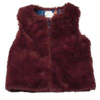 Mahagonová kožešinová podšitá vesta 