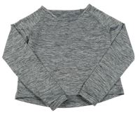 Šedá melírovaná crop sportovní mikina 