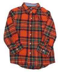 Červeno-tmavomodro-zelená kostkovaná flanelová košile Next