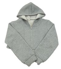 Šedá žebrovaná propínací crop mikina s kapucí Shein