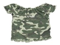 Khaki army žebrované crop tričko Page one young