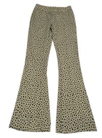 Béžovo-černé puntíkaté flare legíny 