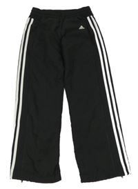 Černo-bílé šusťákové kalhoty s pruhy Adidas