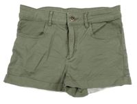 Khaki riflové kraťasy H&M