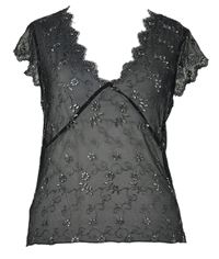 Dámská černá tylová vyšívaná crop halenka River Island