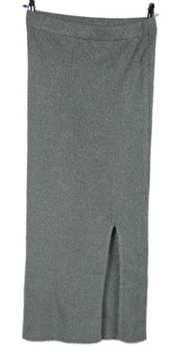 Dámská šedá třpytivá pletená midi sukně Zara 