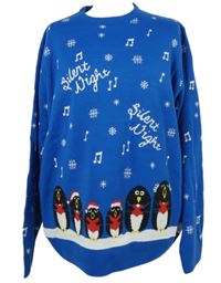 Pánský modrý vánoční svetr s tučňáky M&S