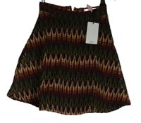 Nové - Dámská vínovo-khaki vzorovaná krajková sukně MNG 