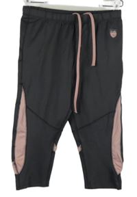 Dámské tmavošedo-růžové sportovní capri tepláky 