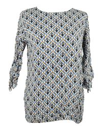 Dámská modro-hořicovo-bílá vzorovaná halenka Cartoon 