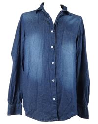 Pánská tmavomorá riflová košile s rolovacími rukávy Identic 