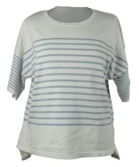 Dámské bílo-světlemodré pruhované pletené tričko Oui